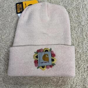 Hand Embroidered Carhartt Beanie Ash Rose Floral Design Adult NWT